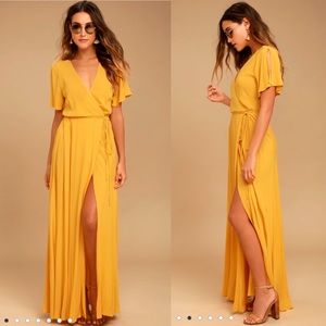 Much obliged golden yellow wrap dress